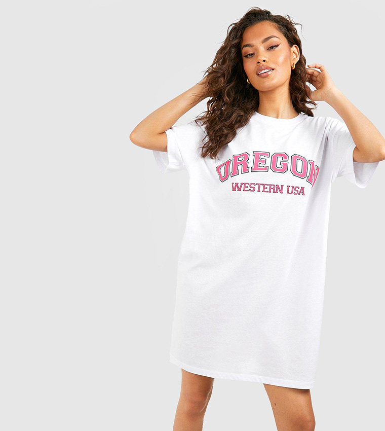 Fashion boohoo white t shirt dress