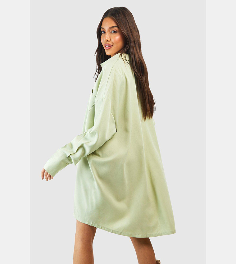 Oversized shirt dress with cheap pockets