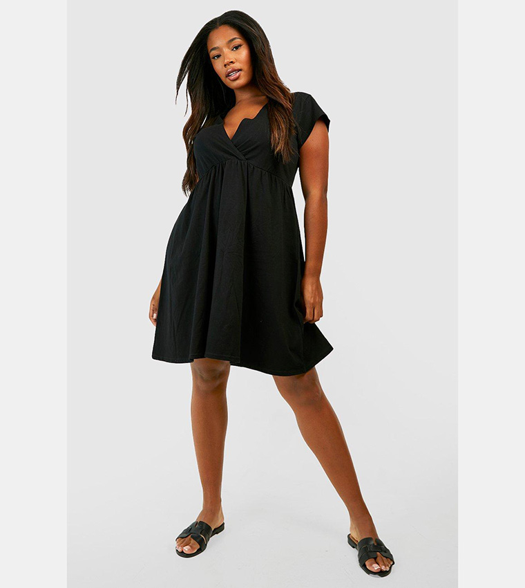 Black cotton 2024 smock dress