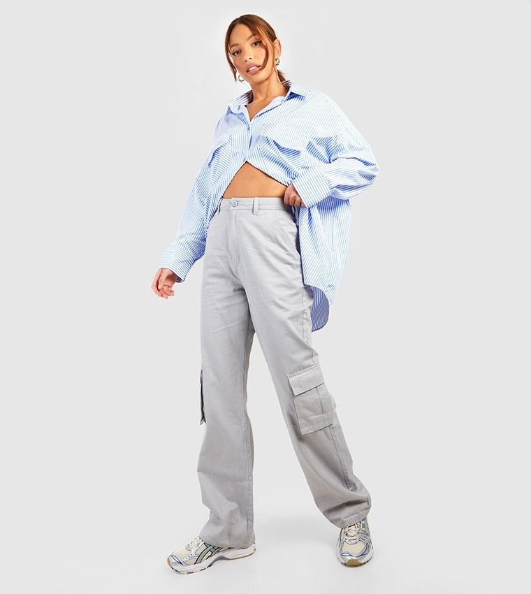 Tall High-Rise Twill Straight Leg Cargo Pants