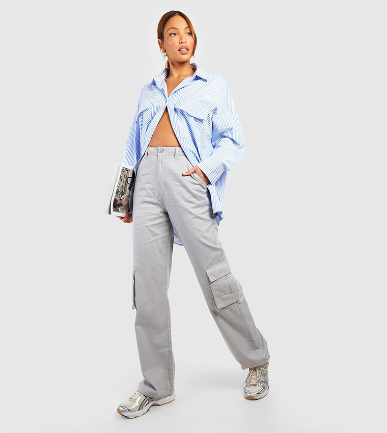 Tall High-Rise Twill Straight Leg Cargo Pants