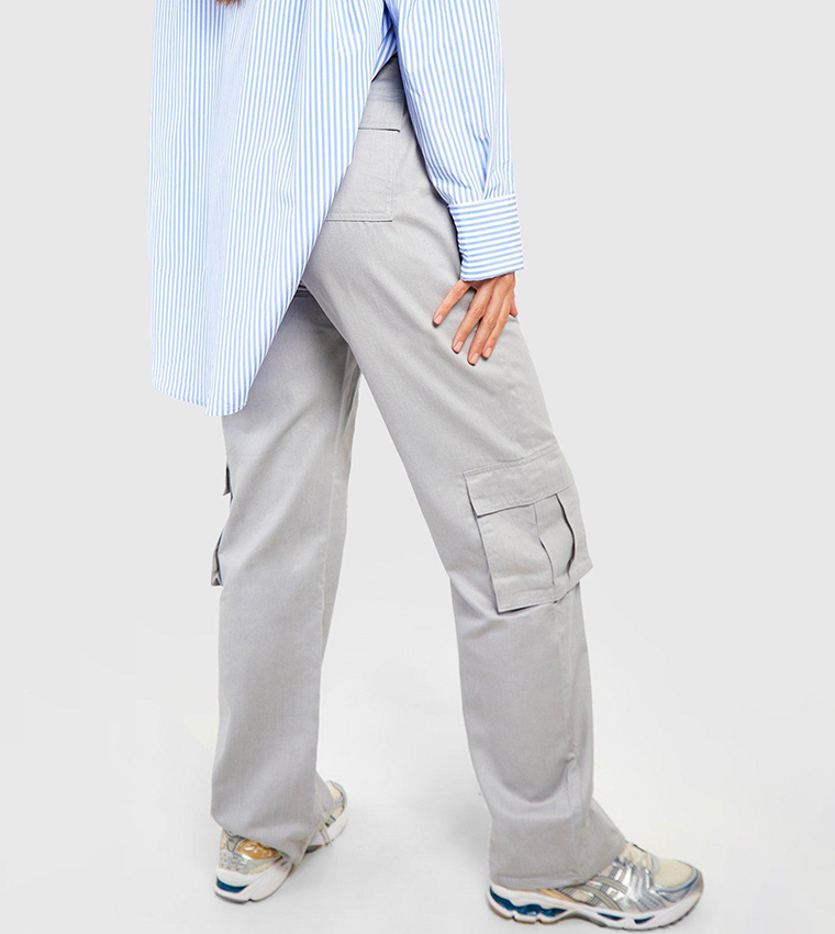 Tall High-Rise Twill Straight Leg Cargo Pants