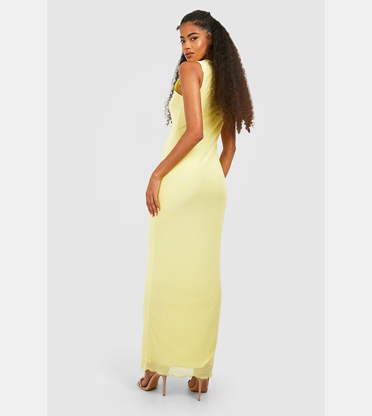 Mesh overlay outlet maxi dress