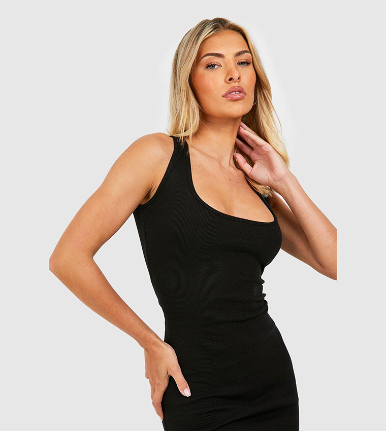 Black straight clearance neck bodycon dress