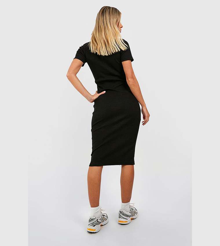 Buy Boohoo Basic Cap Sleeves Bodycon Midi Dress In Black 6thStreet Bahrain