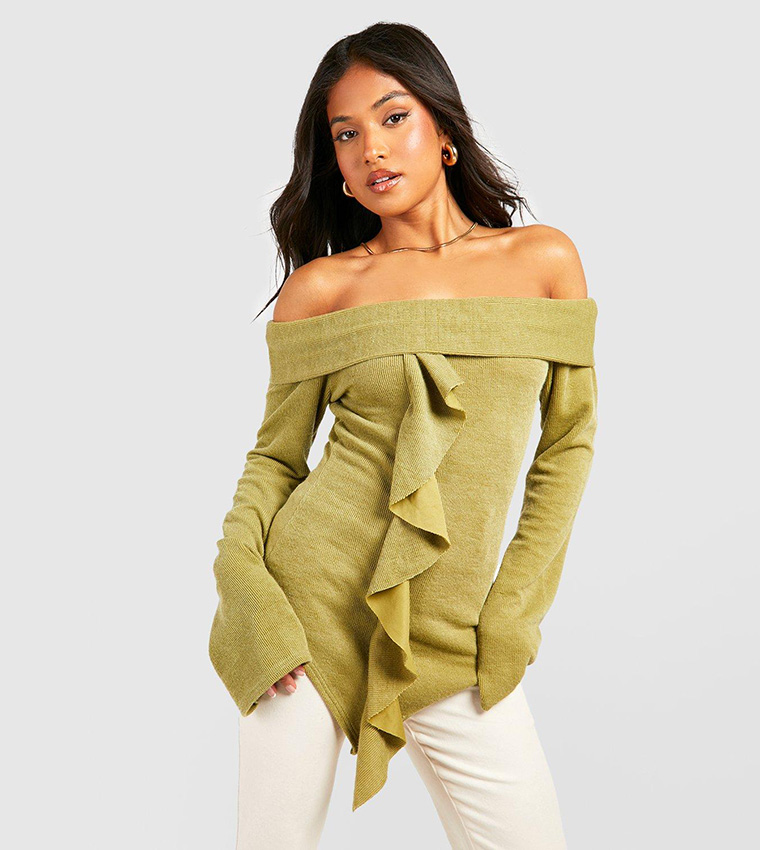 Bardot ruffle hotsell sleeve top