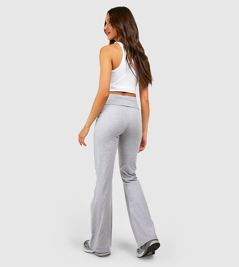 Cotton Jersey Folded Waistband Yoga Flare Pants
