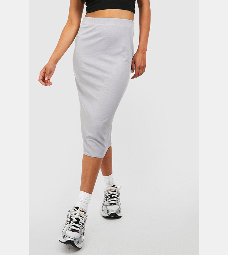 Bodycon midi 2024 grey skirt