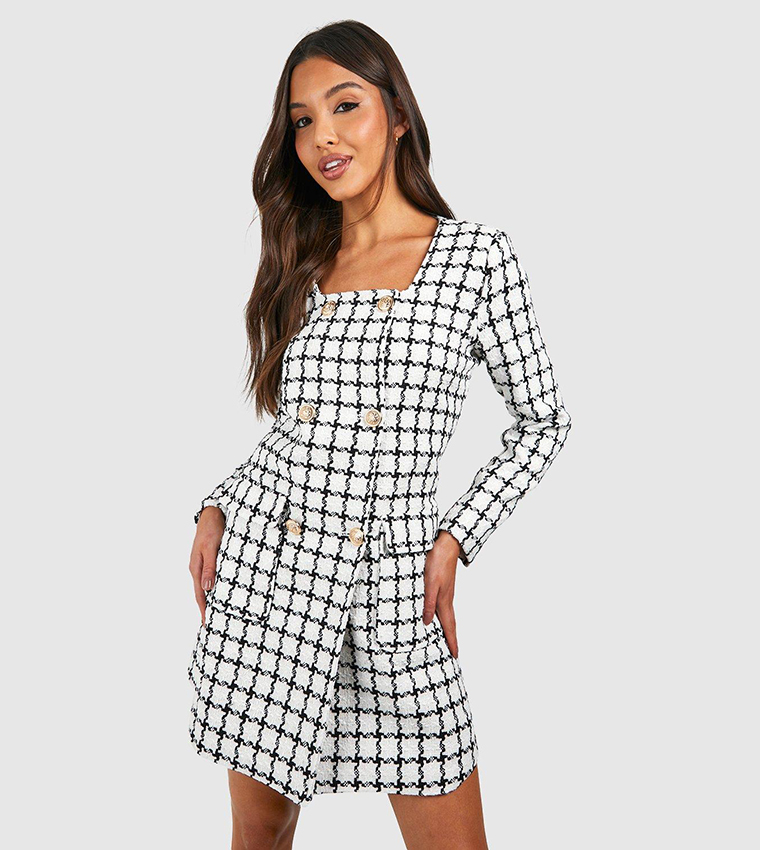 Buy Boohoo Boucle Blazer Dress In White 6thStreet Bahrain