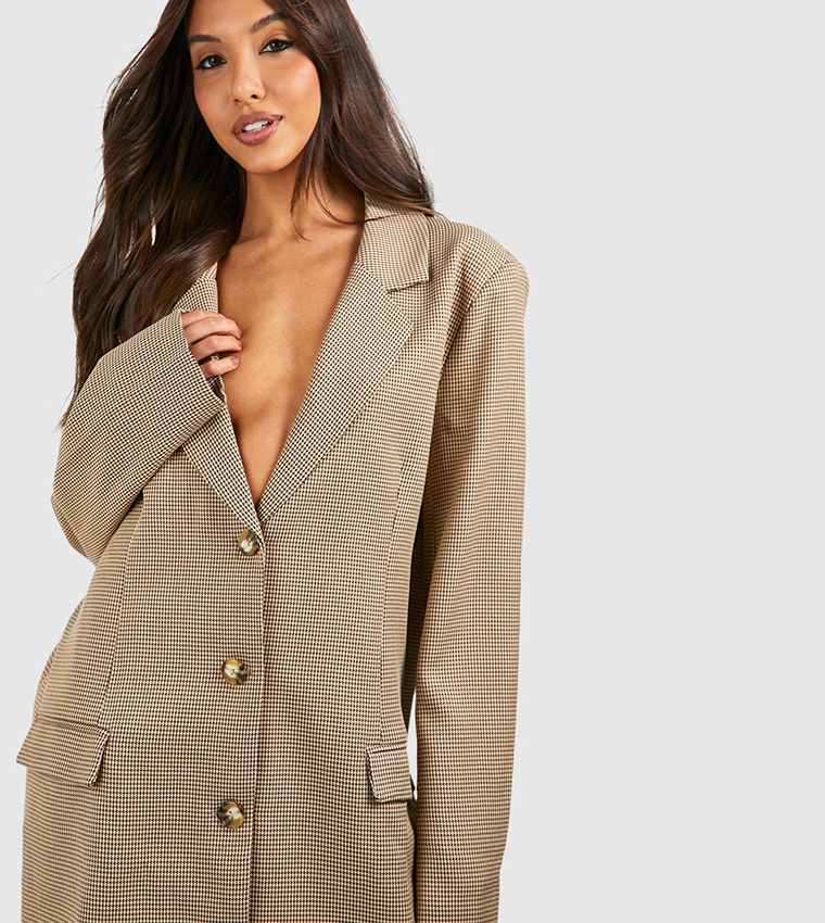 Brown Blazer Checkered Oversized Blazer Boohoo Check Blazer