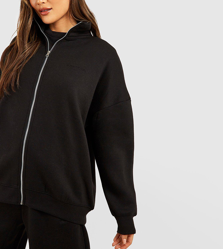 Buy Boohoo Funnel Neck Zip Through Sweatshirt In Black 6thStreet Bahrain