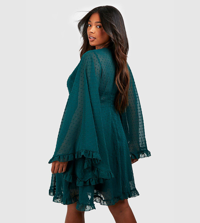 Dobby chiffon wide sleeve best sale skater dress