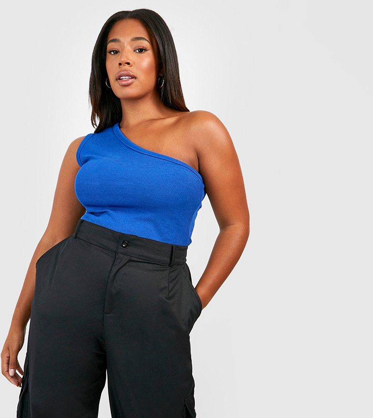 Buy Boohoo Thick Binding One Shoulder Top In Blue 6thStreet Qatar