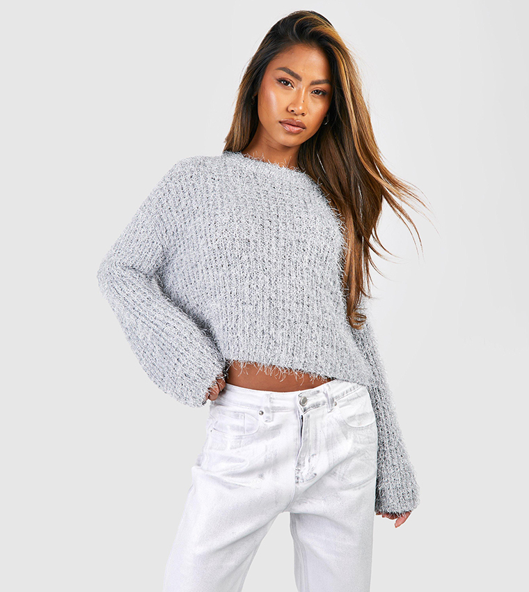 Cropped outlet grey jumper