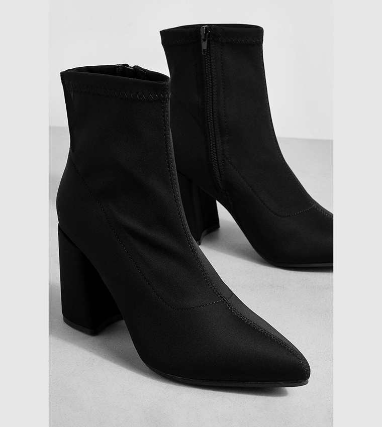 Buy Boohoo Wide Fit Neoprene Block Heel Sock Boots In Black 6thStreet