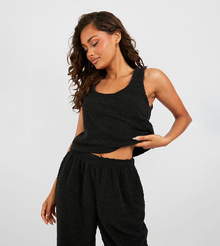 Buy Boohoo Borg Loungewear Vest In Black 6thStreet Kuwait