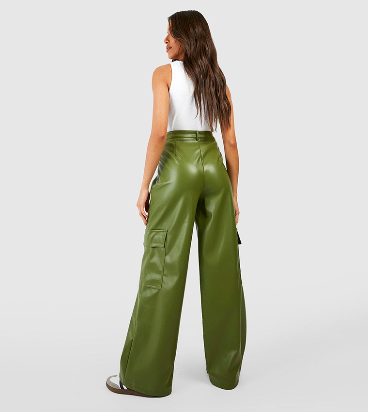 Leather look sale cargo trousers