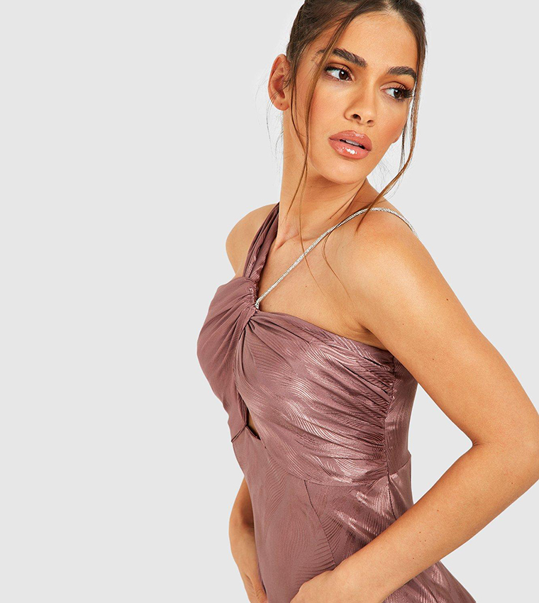 Satin Bandeau Cut Out Detail Maxi Dress