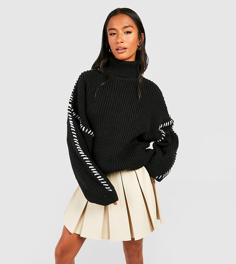 Petite Contrast Stitch Detail Sweater