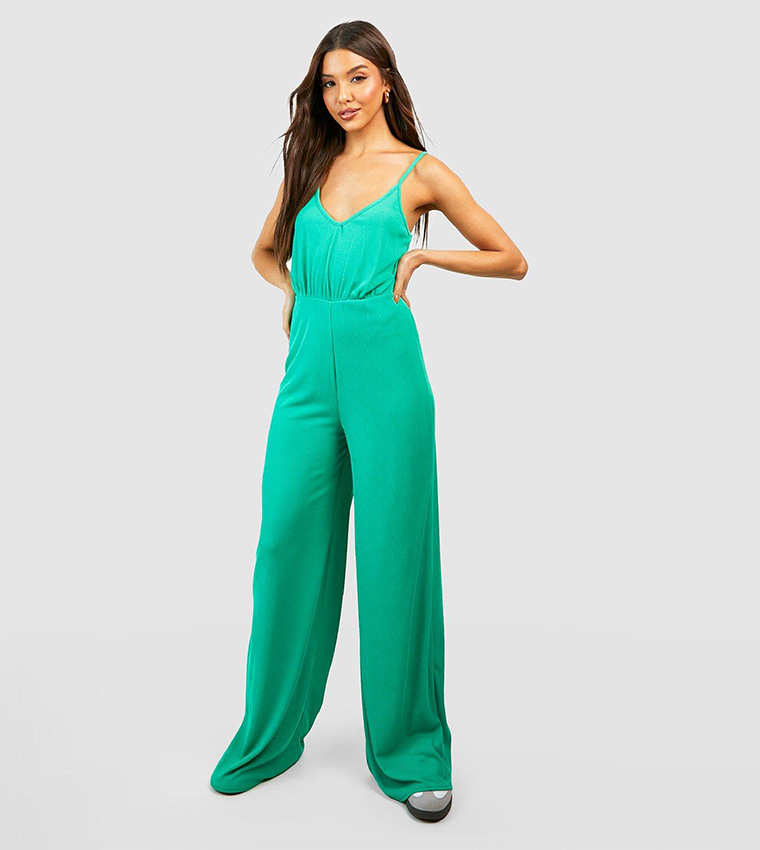 Green store plunge jumpsuit