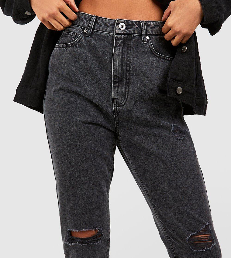 High Waisted Ripped Mom Fit Jeans