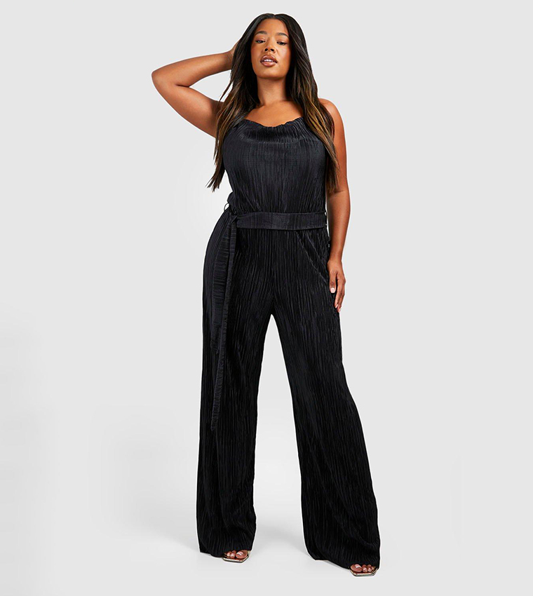 Cotton Rib Split Hem Skinny Jumpsuit