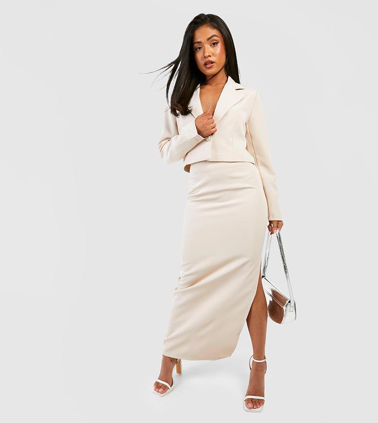 Buy Boohoo Tailored Woven Maxi Skirt In Beige 6thStreet Bahrain