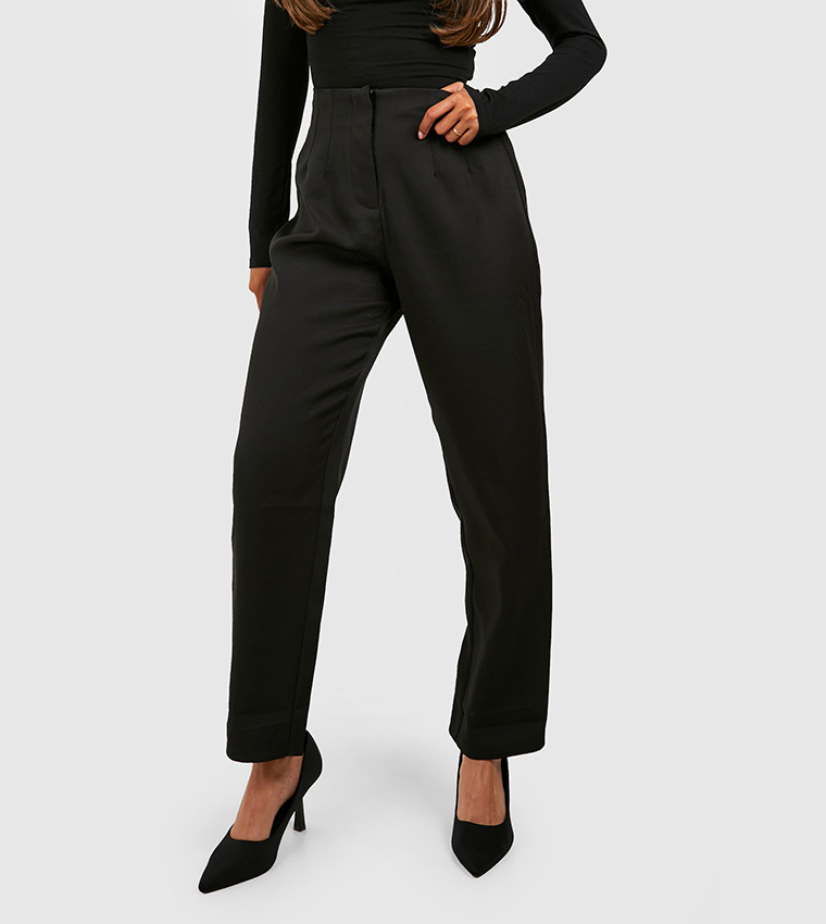 cigarette trousers boohoo Buy Boohoo High Rise Tailored Cigarette Trousers In Black