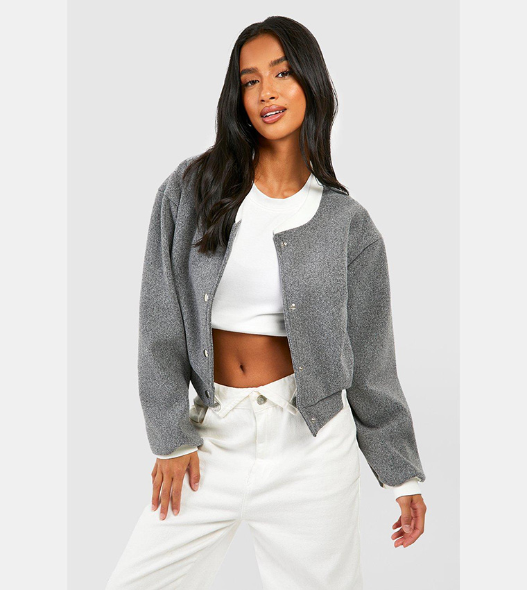 Grey cropped clearance jackets