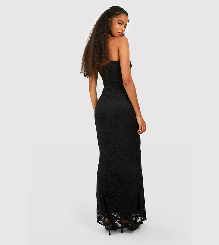 Buy Boohoo Lace Corset Maxi Dress In Black | 6thstreet Oman