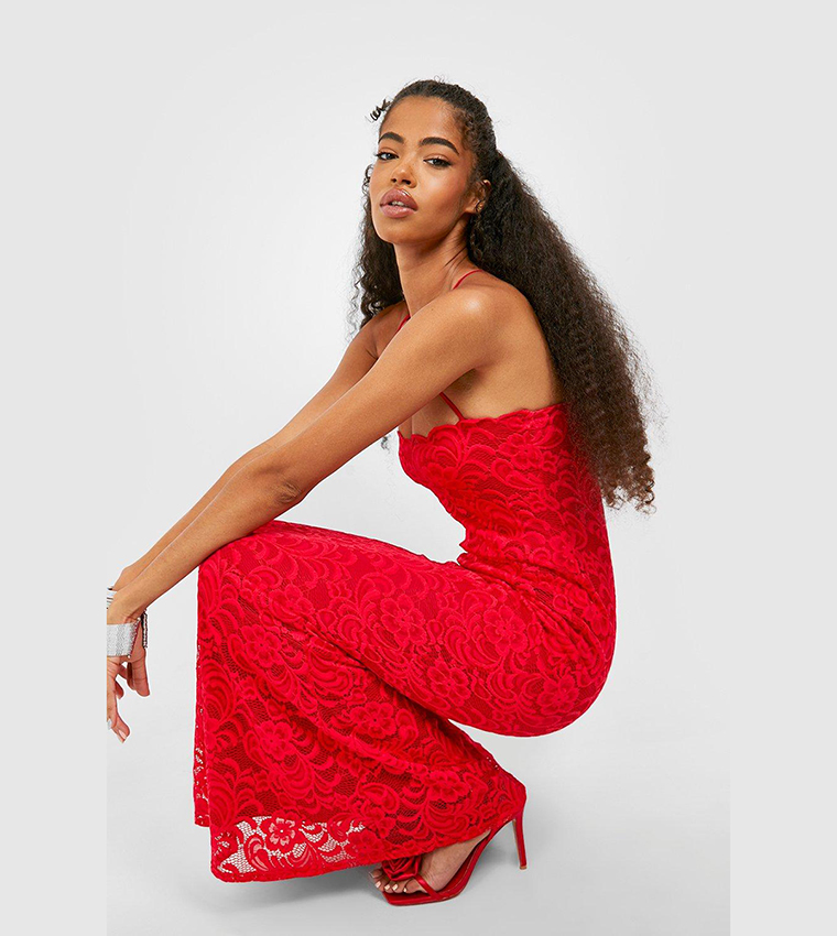 Buy Boohoo Lace Corset Maxi Dress In Red | 6thStreet Kuwait Buy Boohoo Lace Corset Maxi Dress In Red | 6thStreet Kuwait