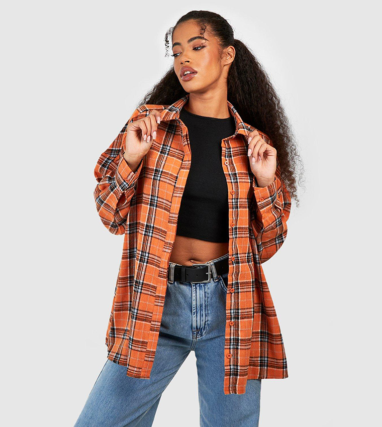 Check Drop Shoulder Oversized Shirt