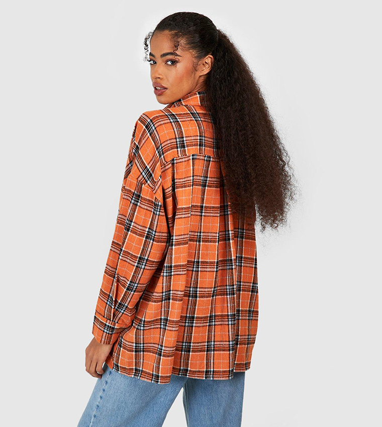 Check Drop Shoulder Oversized Shirt