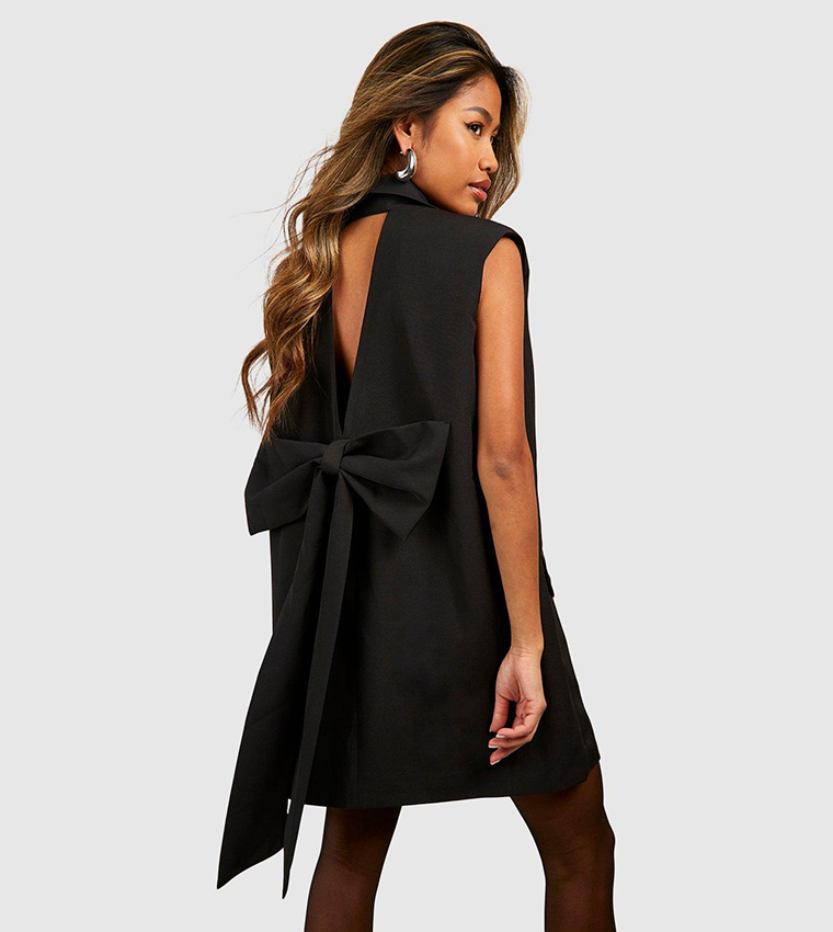 Open Bow Back Tailored Blazer Dress