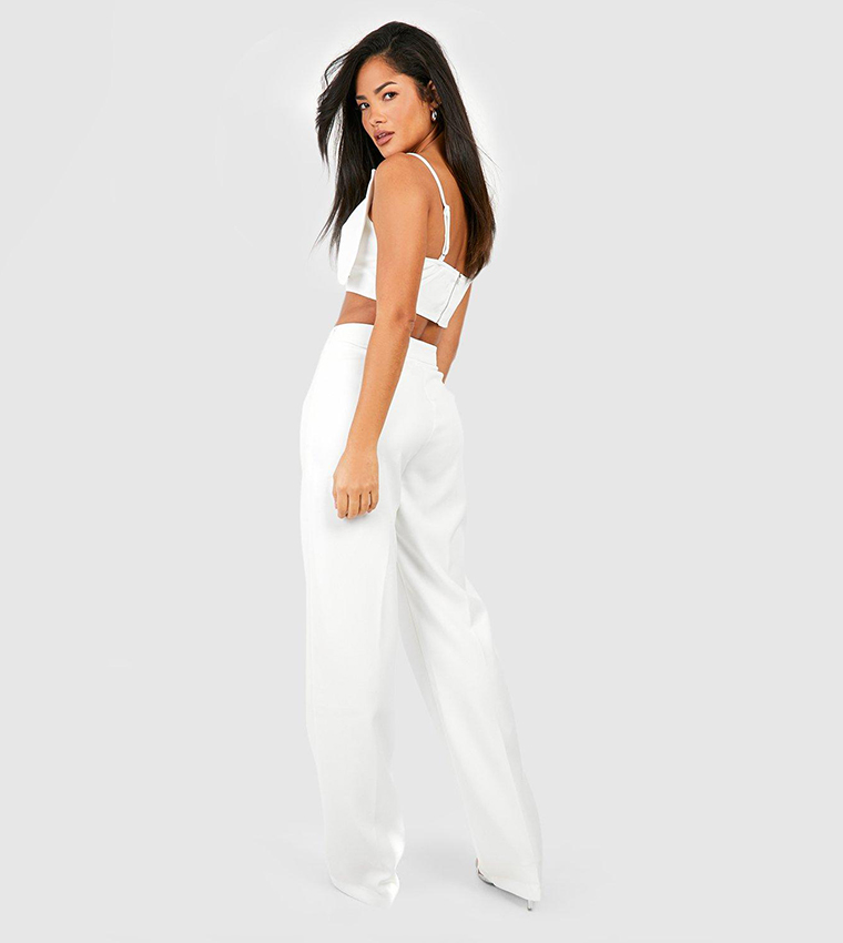 High waisted wide store leg tailored trousers