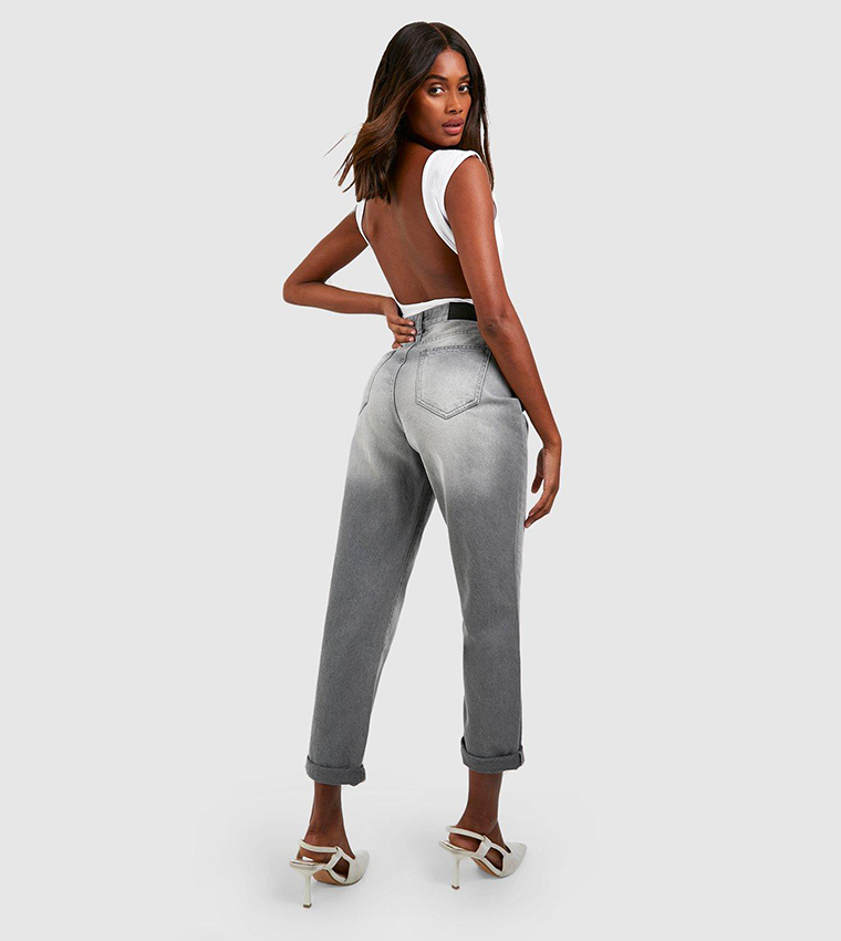 Folded Hem Mom Fit Jeans