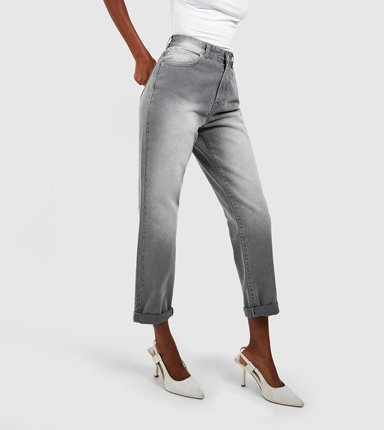 Folded Hem Mom Fit Jeans