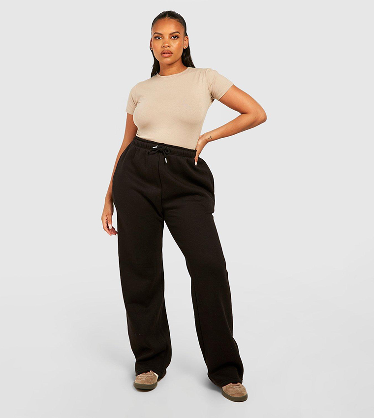 Buy Boohoo Solid Wide Leg Sweatpants In Black