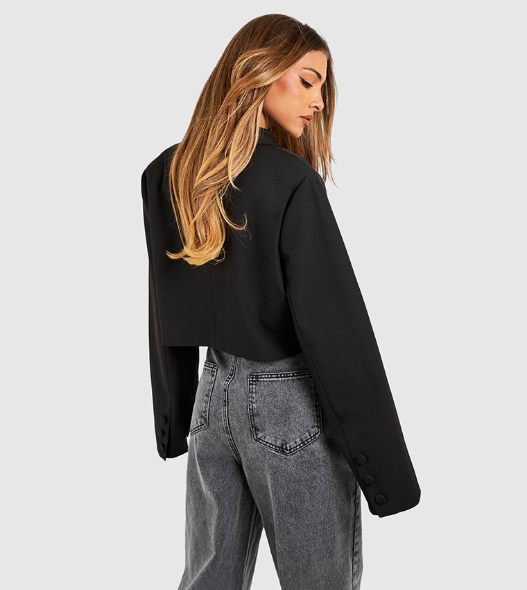 Double Breasted Boxy Crop Blazer