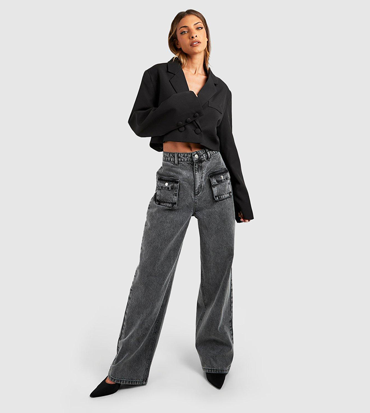 Double Breasted Boxy Crop Blazer