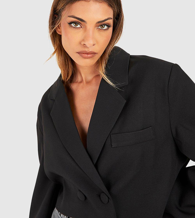 Double Breasted Boxy Crop Blazer