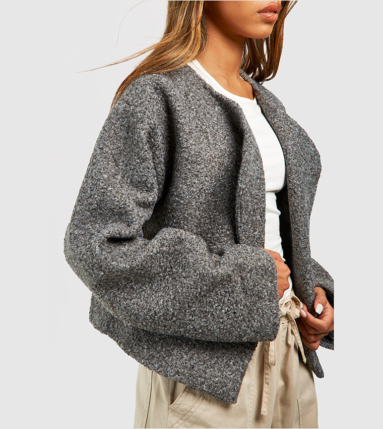 collarless wool cocoon jacket main image 0