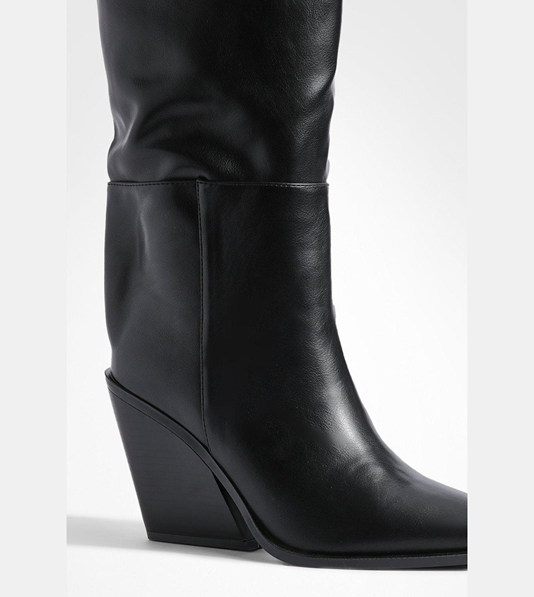 Buy Boohoo Over The Knee Cowboy Boots In Black 6thStreet Qatar