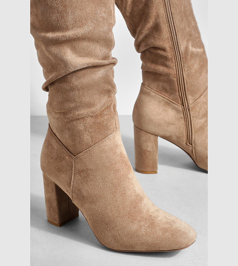 Knee boots beige deals