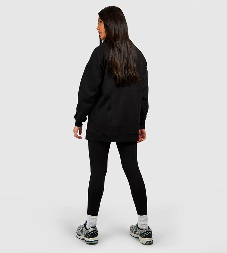 Half Zip Oversized Sweat and Rib Legging Set