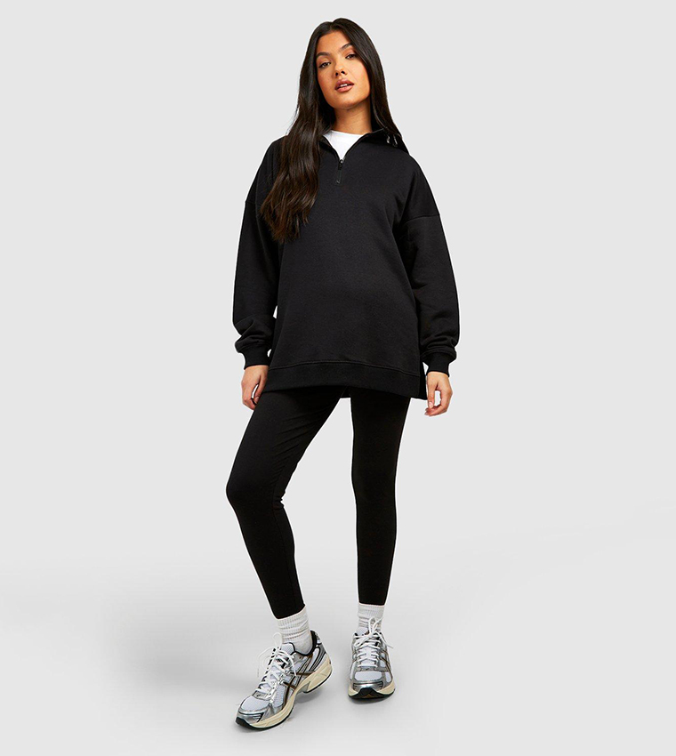 Buy Boohoo Half Zip Oversized Sweatshirt And Legging Set In Black