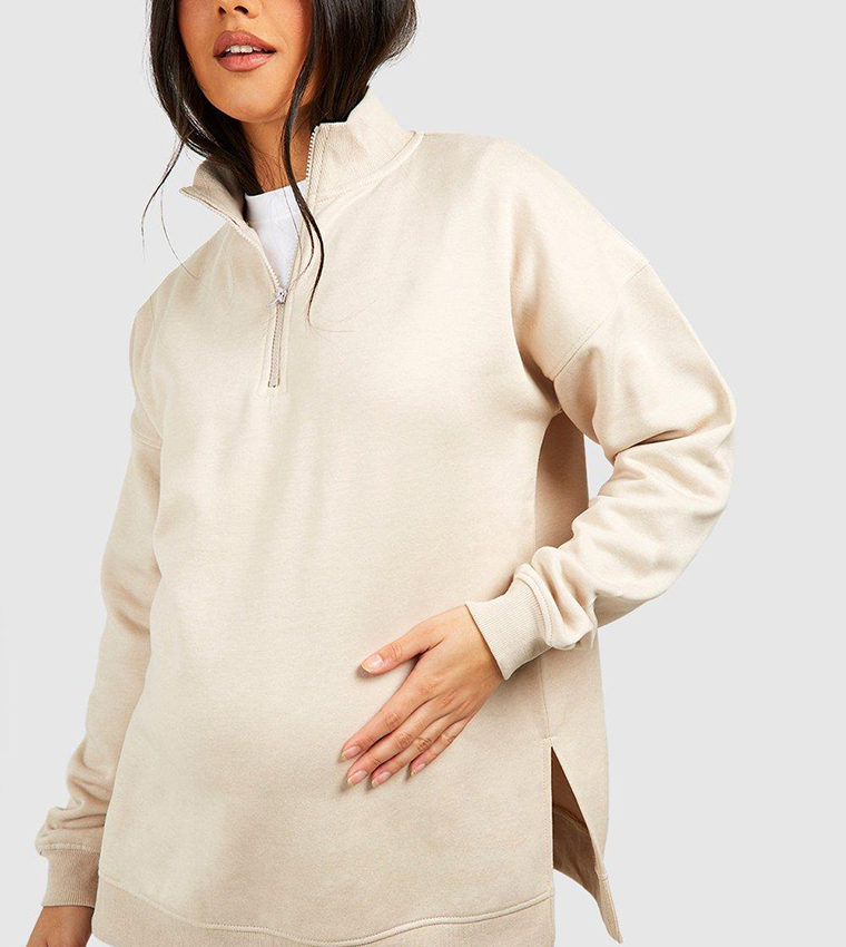 Buy Boohoo Half Zip Oversized Sweatshirt And Legging Set In STONE