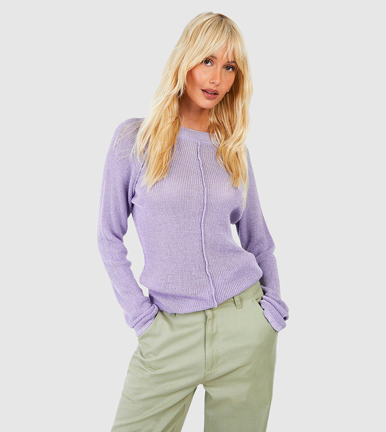 Buy Boohoo Sheer Knit Fine Gauge Seam Detail Jumper In Purple 6thstreet Uae