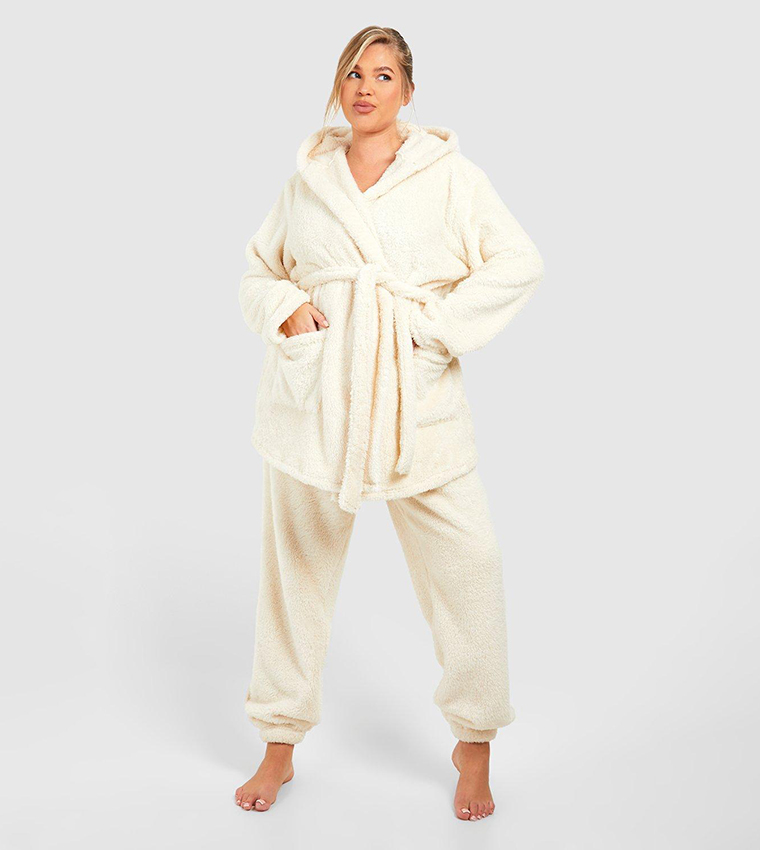 Buy Boohoo Baby Girl Slogan Fleece Short Dressing Gown In Beige | 6thStreet  Bahrain