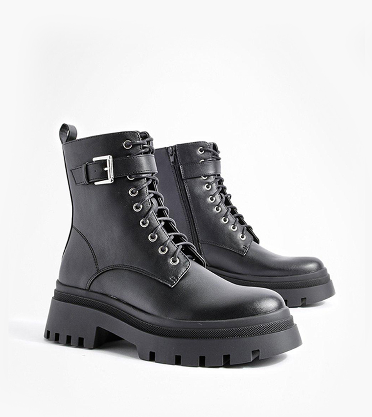 Buckle Detail Chunky Hiker Boots